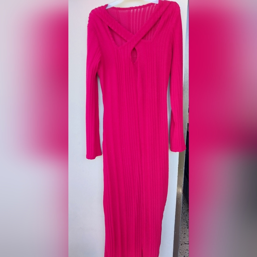 Vibrant Fuchsia Long Sleeve Dress